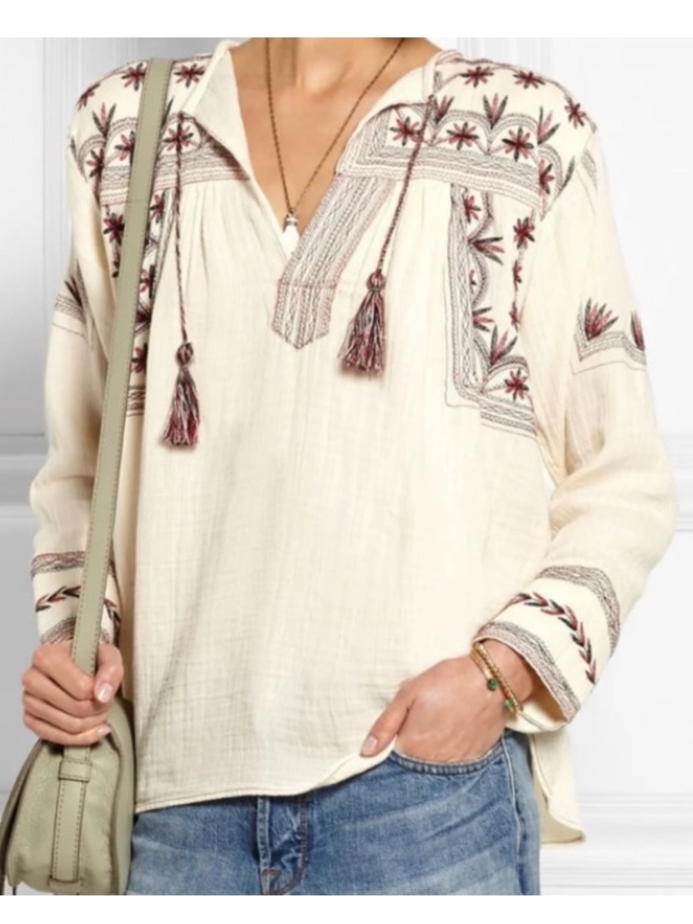 Isabel Marant Étoile Vicky Embroidered Cotton Boho Top